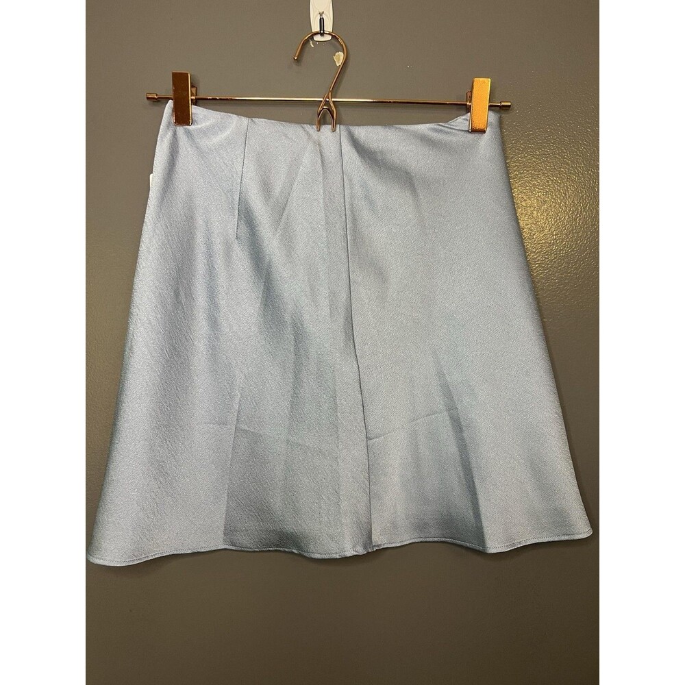 Cotton Candy LA Skirt Womens Small Blue Satin A-Line Mini Zip Slit Lined Party